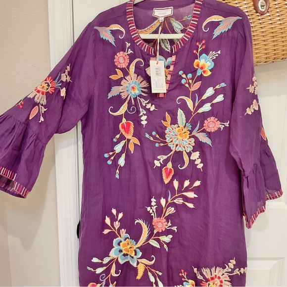 Johnny Was Joele Ruffle Sleeve Dress, Purple Size L, NWT - Picture 6 of 8